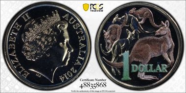 2014 $1 Mob of Roos CuNi  Colorized MS69