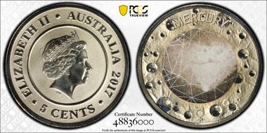 2017 5C Planetary Coins Mercury Colorized MS70