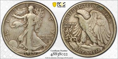 1917-S 50C Obverse VF30