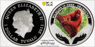 2011 $1 Orangutan Wildlife in Need PR69DCAM