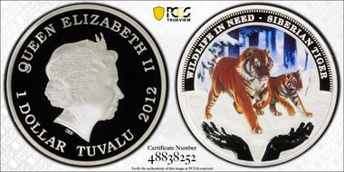 2012 $1 Siberian Tiger Wildlife in Need PR70DCAM