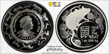 2020 $5 Year of the Rat Domed PR70DCAM