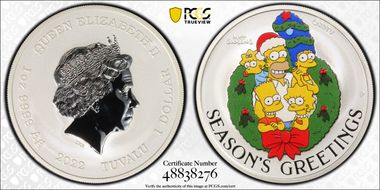 2022-P $1 The Simpsons - Colorized Season's Greetings MS70