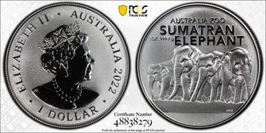 2022 $1 Sumatran Elephant MS69