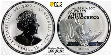 2023 $1 Southern White Rhinoceros MS70