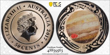 2017 50C Planetary Coins Jupiter Colorized MS70