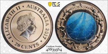 2017 20C Planetary Coins Uranus Colorized MS69