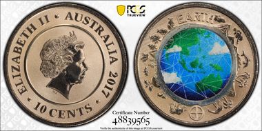 2017 10C Planetary Coins Earth Colorized MS69