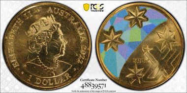 2022 $1 Great Aussie Coin Hunt - 'X' Crux - Colorized MS66