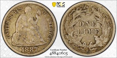 1887-S 10C VF30