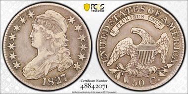 1827 50C Square Base 2 VF25