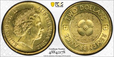 2012 $2 Remembrance Day MS65