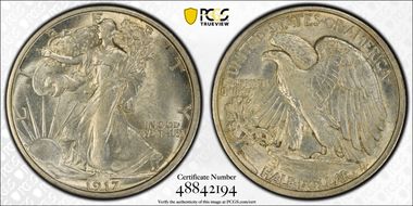 1917-S 50C Reverse AU58