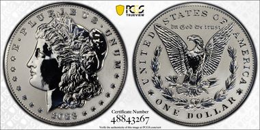 2023-S $1 Morgan Dollar Rev PR  Two-Coin Reverse Proof Set First Strike PR69