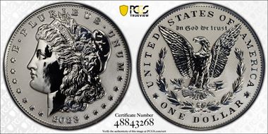 2023-S $1 Morgan Dollar Rev PR  Two-Coin Reverse Proof Set First Strike PR70