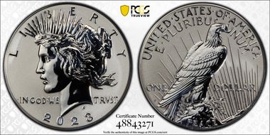 2023-S $1 Peace Dollar Rev PR Two-Coin Reverse Proof Set First Strike PR70