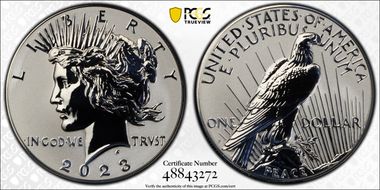 2023-S $1 Peace Dollar Rev PR Two-Coin Reverse Proof Set First Strike PR69