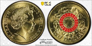 2018 $2 Lest We Forget - War Graves 30th Ann. $2 Coin Colorized MS67