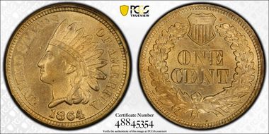 1864 1C Copper-Nickel MS64