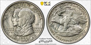 1921 50C Alabama, 2X2 AU58