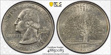 1999-D 25C Connecticut AU53