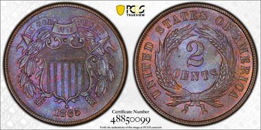 1865 2C Fancy 5 MS65BN