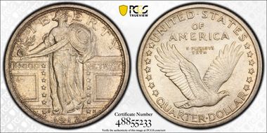 1917-D 25C Type 1 AU55