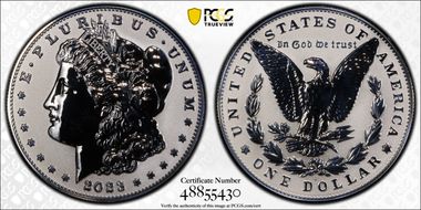 2023-S $1 Morgan Dollar Rev PR  Two-Coin Reverse Proof Set First Strike PR70
