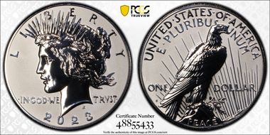 2023-S $1 Peace Dollar Rev PR Two-Coin Reverse Proof Set First Strike PR70