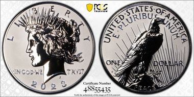 2023-S $1 Peace Dollar Rev PR Two-Coin Reverse Proof Set First Strike PR70