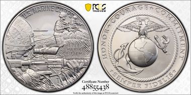 (2023) Medal U.S. Marine Corps Matte 1 oz Ag First Strike MS70
