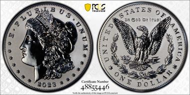 2023-S $1 Morgan Dollar Rev PR  Two-Coin Reverse Proof Set First Strike PR70