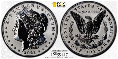 2023-S $1 Morgan Dollar Rev PR  Two-Coin Reverse Proof Set First Strike PR70