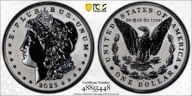 2023-S $1 Morgan Dollar Rev PR  Two-Coin Reverse Proof Set First Strike PR69