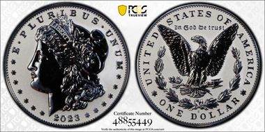 2023-S $1 Morgan Dollar Rev PR  Two-Coin Reverse Proof Set First Strike PR69