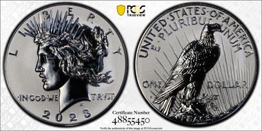 2023-S $1 Peace Dollar Rev PR Two-Coin Reverse Proof Set First Strike PR70