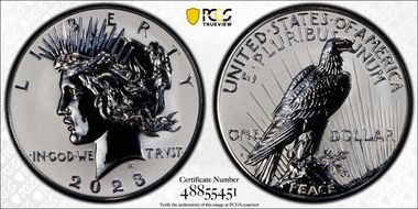 2023-S $1 Peace Dollar Rev PR Two-Coin Reverse Proof Set First Strike PR70