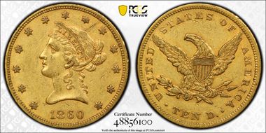 1860 $10 AU50