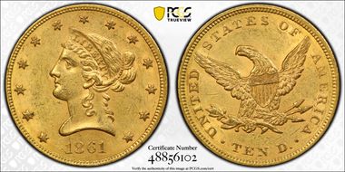 1861 $10 MS62