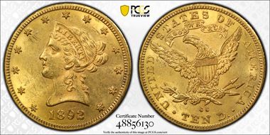 1892-CC $10 MS61