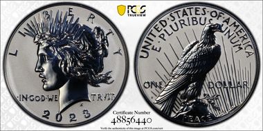 2023-S $1 Peace Dollar Rev PR Two-Coin Reverse Proof Set PR70