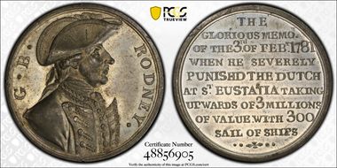 1781 WM Med. Betts-580, St. Eustatia Captured MS63