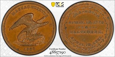 (ca. 1866) AE Medal JAB-22, Massachusetts MS64BN