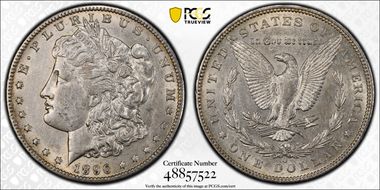 1896-O $1 VAM 19 Shifted Date AU50