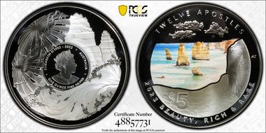 2023 $5 Twelve Apostles Domed Colorized PR69DCAM