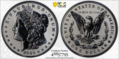 2023-S $1 Morgan Dollar Rev PR  Two-Coin Reverse Proof Set First Strike PR70