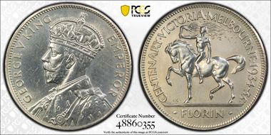1934-35 Florin Centennial KM-33  Ag N1