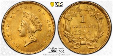 1854 G$1 Type 2 MS62