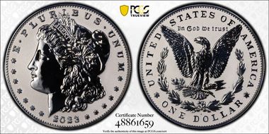 2023-S $1 Morgan Dollar Rev PR  Two-Coin Reverse Proof Set First Strike PR70