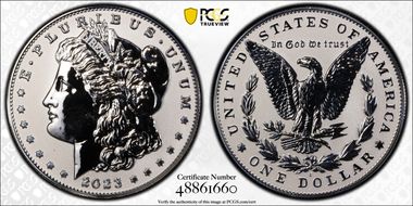 2023-S $1 Morgan Dollar Rev PR  Two-Coin Reverse Proof Set First Strike PR69